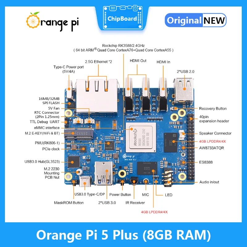 Orange Pi 5 Plus 8GB RAM RK358 - đánh giá và giá Orange Pi 5 Plus 16Gb
